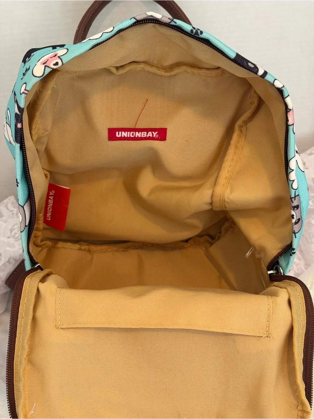 UNIONBAY Mini backpack Cat & Dog Leather like Brown Trim